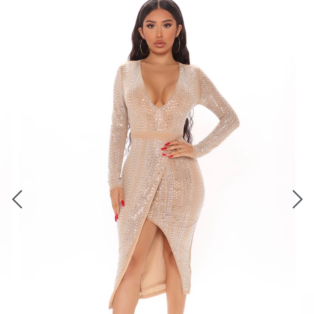 Nude Trinity Embellished Midi Dress